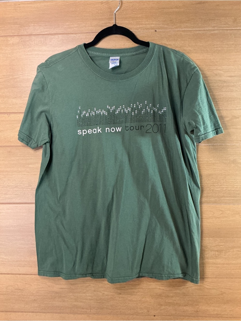 Taylor Swift Speak Now Tour 2011 T Shirt Green Graphic Tee Large Gildan